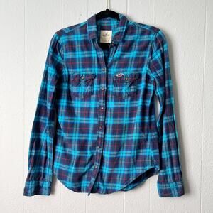Hollister Shirt Womens Small Y2K Cotton Plaid Flannel Western Rodeo Cowgirl